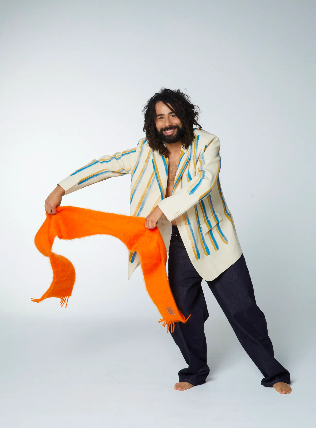 Et.actitude portrait with orange scarf