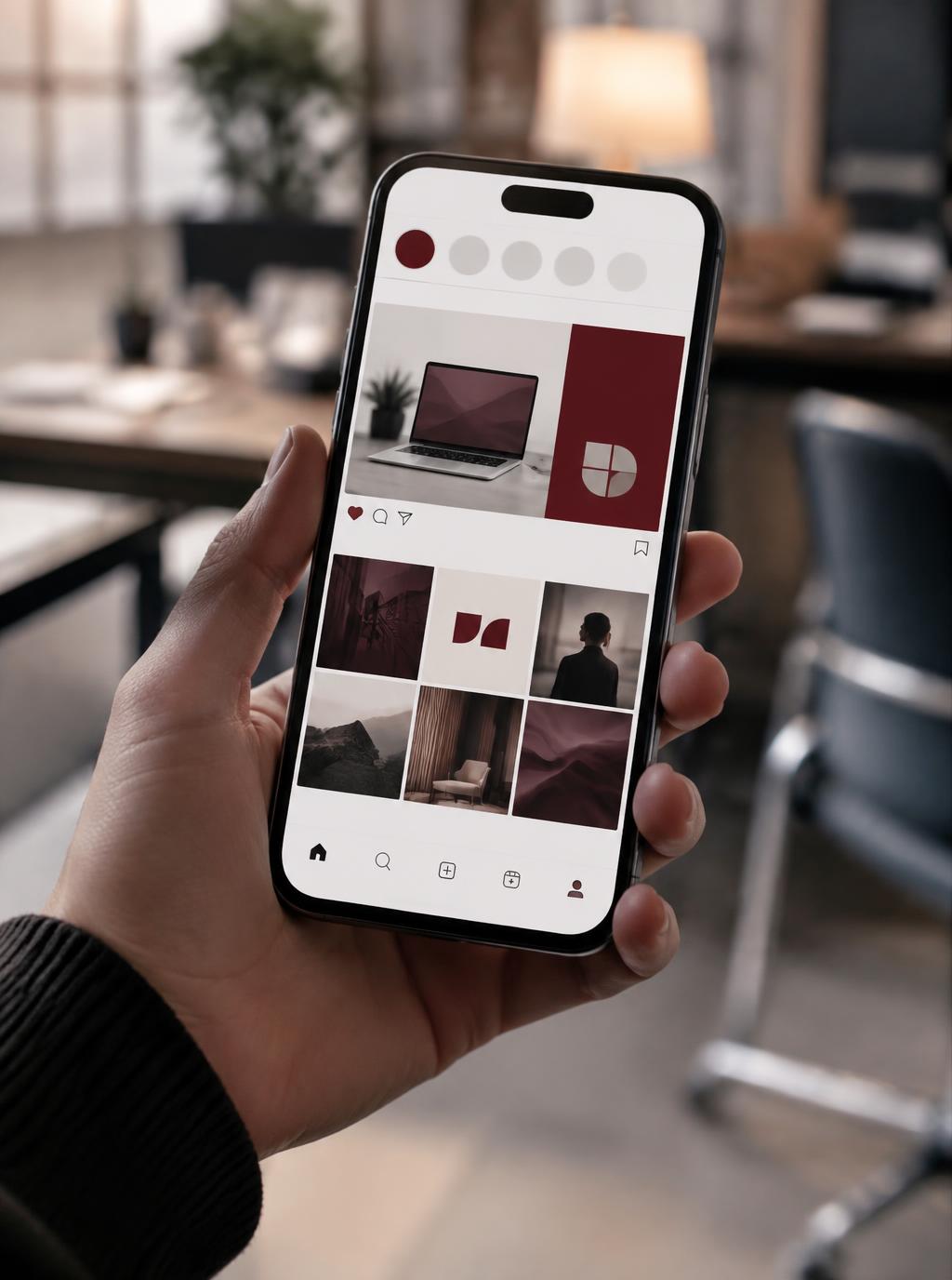 Branded social media feed on a phone
